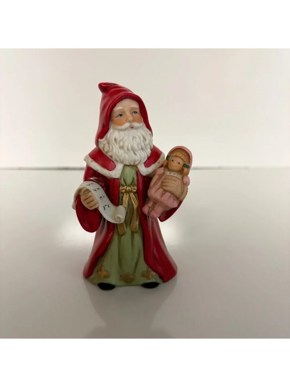 Homco Santa Claus Figurine Holding Doll #5610 Collectible Holiday Decor